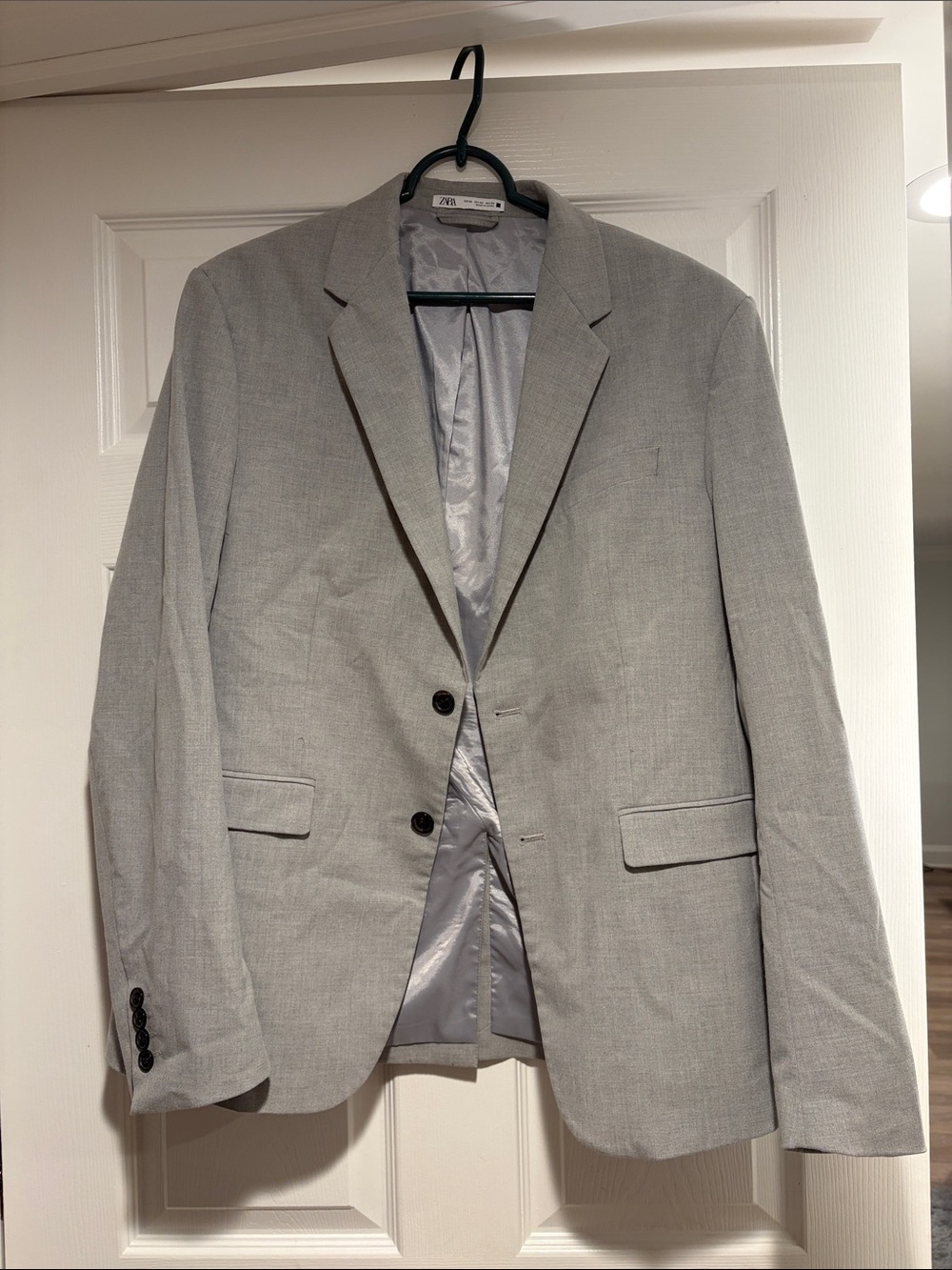 Zara Men's Light Gray Single-Breasted Blazer